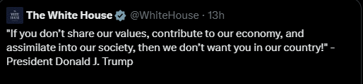 Hitler claimed that anyone who didn’t fit his idea of German values or assimilate into his vision didn’t belong in the country. Basically what is being said in the post below. It feels like a re-enactment.
