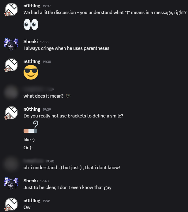 N_th1ng's tweet photo. I have to apologize to everyone I sent parentheses to, I really didn't know (: https://t.co/zkEZKaJMXk