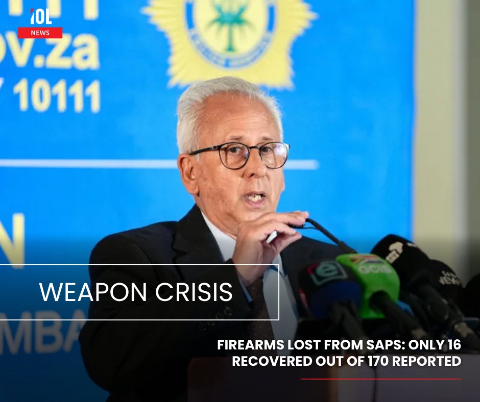 IOL's tweet photo. Police Minister Firoz Cachalia’s revelation that just 16 of 170 stolen SAPS firearms have been recovered heightens fears that state failures are arming criminals and undermining public safety.
#SAPS #FirearmTheft #PublicSafety #StateFailure #FirozCachalia #IanCameron
Read on https://t.co/yFbJmdXAdH