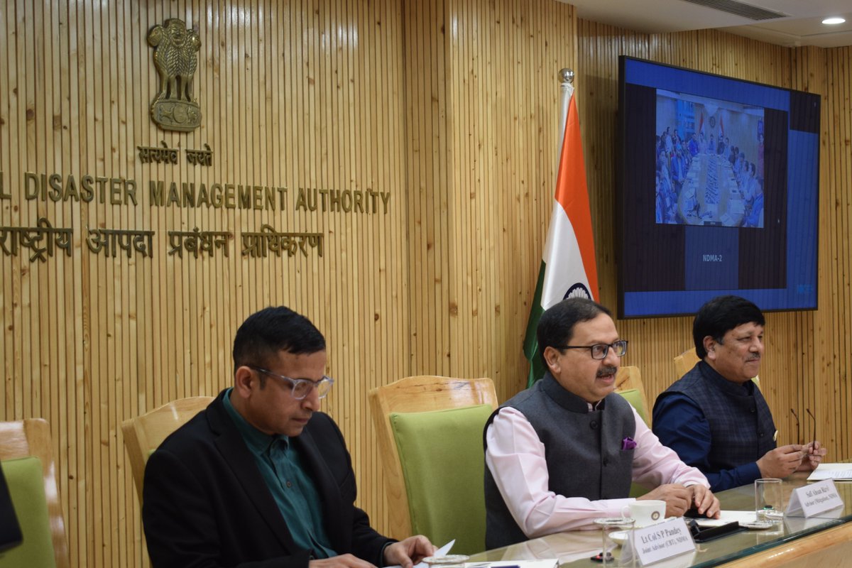 ndmaindia's tweet image. As part of the 9th Comprehensive Course on DRM under @nidmmhaindia, 65 participants visited @ndmaindia for an interactive session on India’s disaster management policies. The meeting was chaired by Advisor @ndmaindia Shri Safi Ahsan Rizvi, at NDMA Bhawan today.
#NDMA #DRM