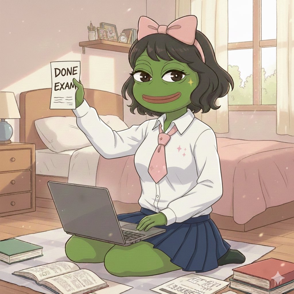 Exam finished. Pepe entering recovery mode😒🐸

Hoping to pass this. Happy Midweek,Gm!🐸✨ #0xBe