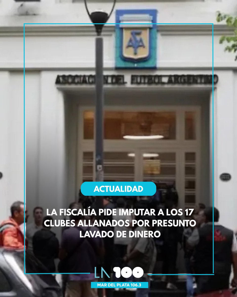 La fiscalía pide imputar a los 17 clubes allanados por presunto lavado de dinero vinculado a la empresa Sur Finanzas, que era auspiciante.

Más información en nuestra web  (link en bio🔗)