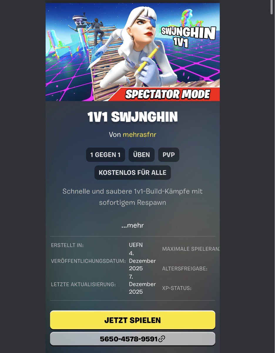 wer bis zum 15.01 die meisten kills auf meiner neuen map hat kriegt vbucks🤙🏼#giveaway WICHTIG: Ihr müsst wiederholung im Spiel anhaben damit ihr proofen könnt das ihr keine Kills gefarmt habt!🥰Map code: 5650-4578-9591