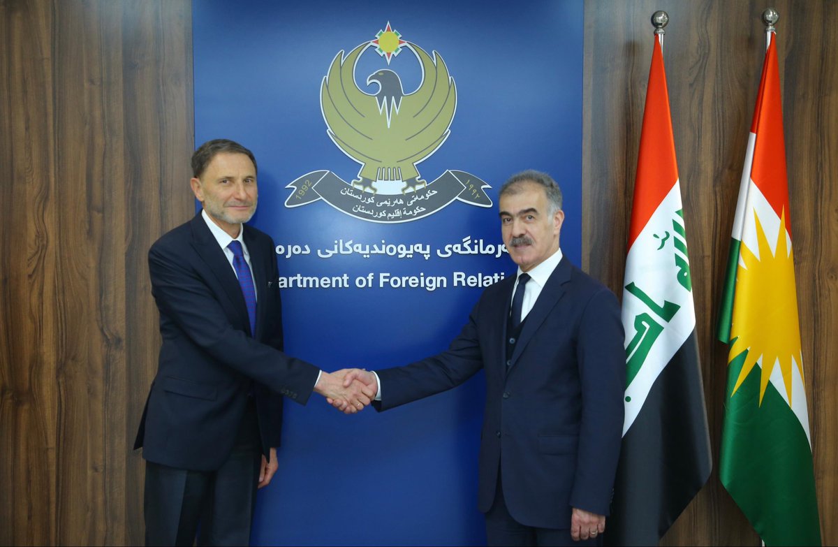 SafeenDizayee's tweet photo. I welcomed Wojciech Bożek, Head of Mission at the Embassy of #Poland to Iraq, accompanied by Maciej Zajdel, new Consul General in Kurdistan. We discussed current developments and regional dynamics, and agreed to unlock the full potential of our bilateral relationship. https://t.co/GleKOy7N1N