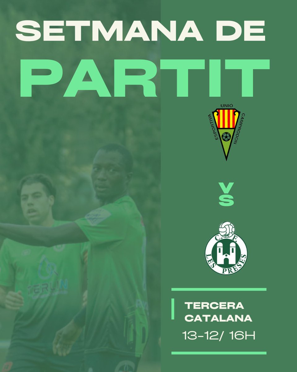🥶ESCAPADA AL RIPOLLÈS🥶

Aquest dissabte marxem al Ripollès per jugar l’últim partit de l’any com a visitant🤝

Visitem un dels millors equips de la categoria @uecamprodon i volem tornar del fred amb els trs punts✅

Ens acompanyes?🔜