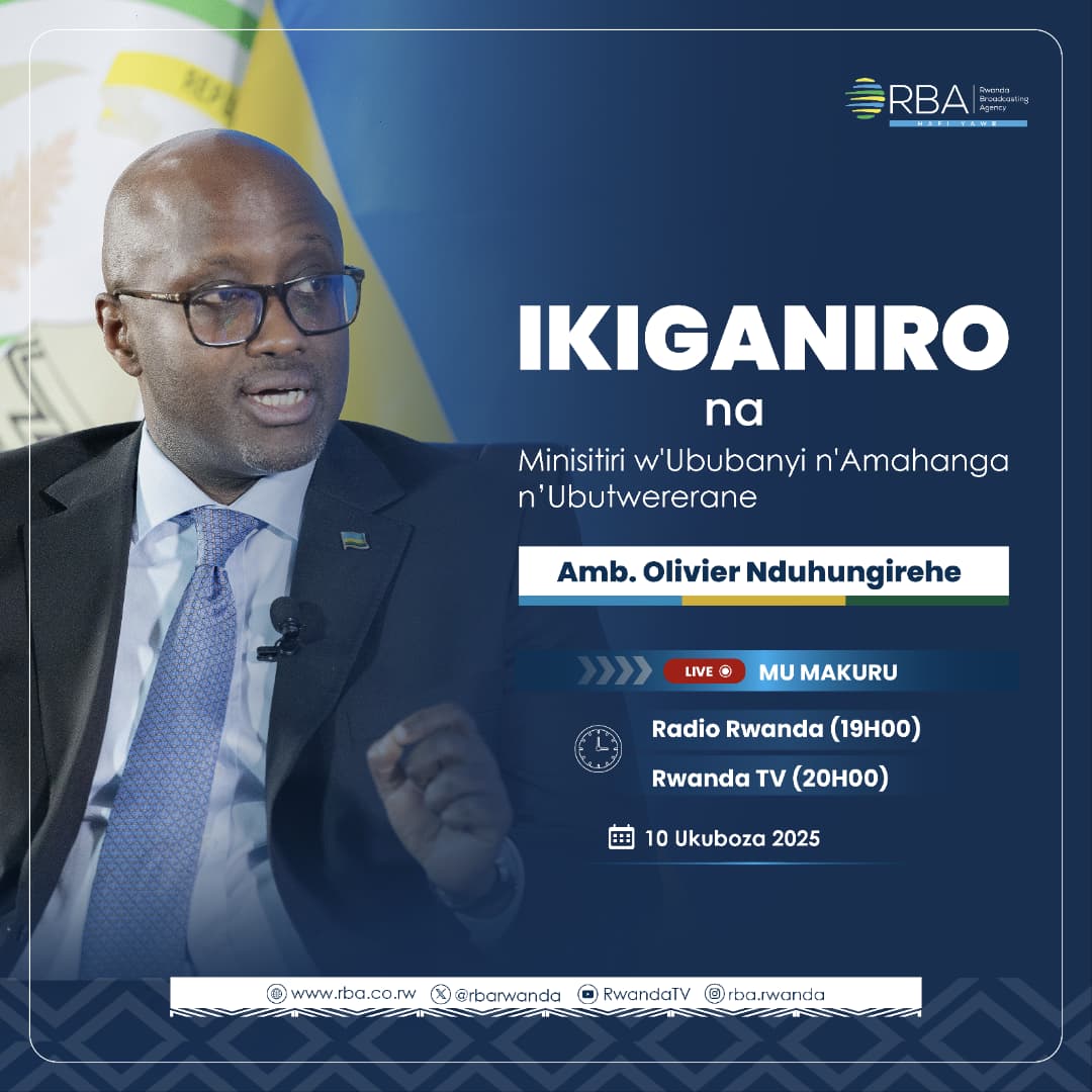 🚨MURARARITSWE🚨

Tubararikiye ikiganiro cyihariye RBA yagiranye na Minisitiri w'Ububanyi n'Amahanga n'Ubutwererane, Olivier Nduhungirehe, kigaruka ku iyubahirizwa ry’amasezerano ya Washington ndetse n’ishusho y’umutekano mu Karere.

Kiratambuka kuri Radio Rwanda mu makuru ya saa