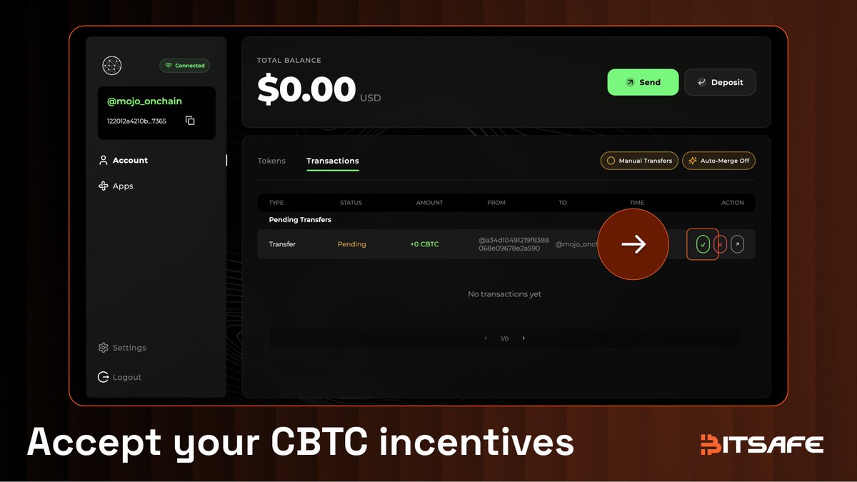 CBTC incentives are live!

To claim them, open your wallet and approve the incoming transfer.

Check for incoming CBTC → Accept → done.

Screenshots below 👇
