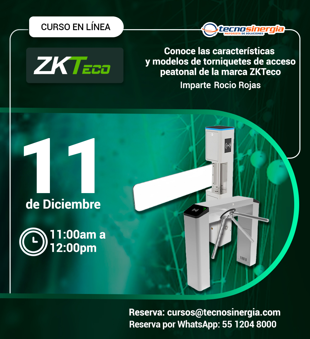 Conoce las características y modelos de torniquetes de acceso peatonal de la marca ZKTeco
📅 11 de Diciembre del 2025
⌚ 11:00am a 12:00pm
💻 Curso en línea
¡Ya es mañana!

Registro 👇
ow.ly/77LU50XFNUN

Registro por WhatsApp
👉 ow.ly/B0e950XFNUO

#ZKTecoMexico