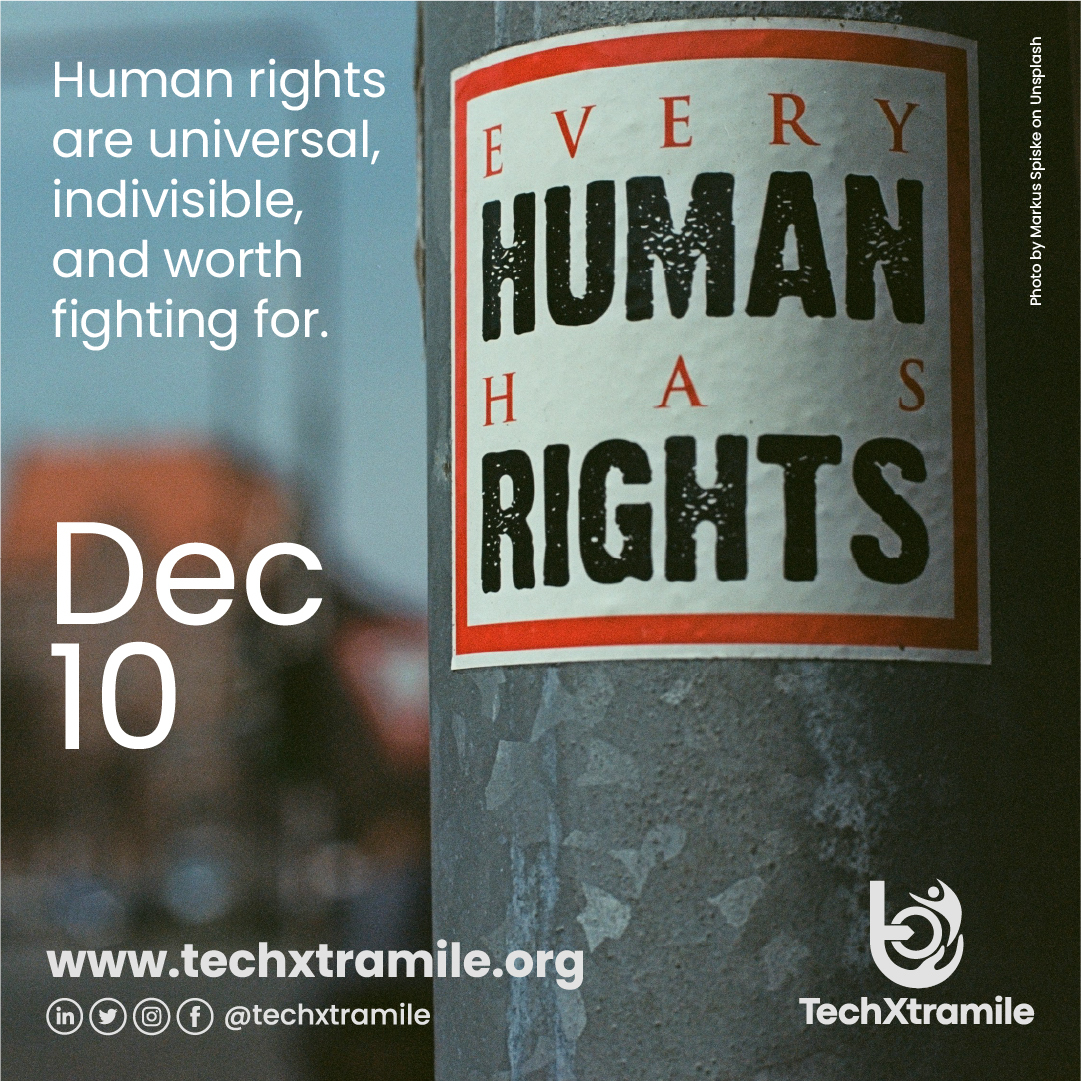 techxtramile's tweet photo. Human rights are universal, indivisible, and worth fighting for. On #HumanRightsDay, let’s recommit to creating a world where dignity and equality are not just ideals but reality. Together, we can make it happen.
#EqualityForAll #HumanRightsMatter #TechXtramile https://t.co/uv0yHkZbwN