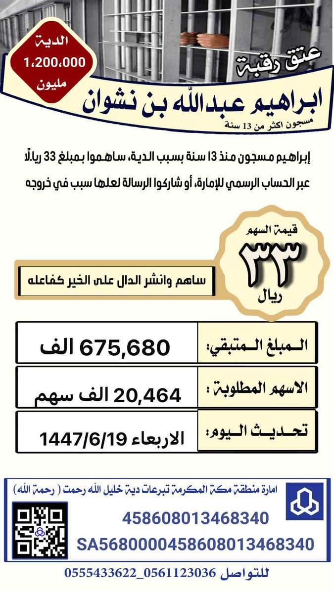 Aoon_95's tweet photo. عتق رقبة إبراهيم  عبدالله بن نشوان
الحساب  باسم أمارة منطقة مكة المكرمة.
دية خليل الله رحمت شير
رقم الحساب 
458000010006083468340
الأيباه,:
SA5680000458608013468340

🌿(وَمَنْ أَحْيَاهَا فَكَأَنَّمَا أَحْيَا النَّاسَ جَمِيعًا) 

#سعود_عبدالحميد #كرة_القدم
#لتحريرـصنعاء #تمبكتي https://t.co/28KUufyA7W