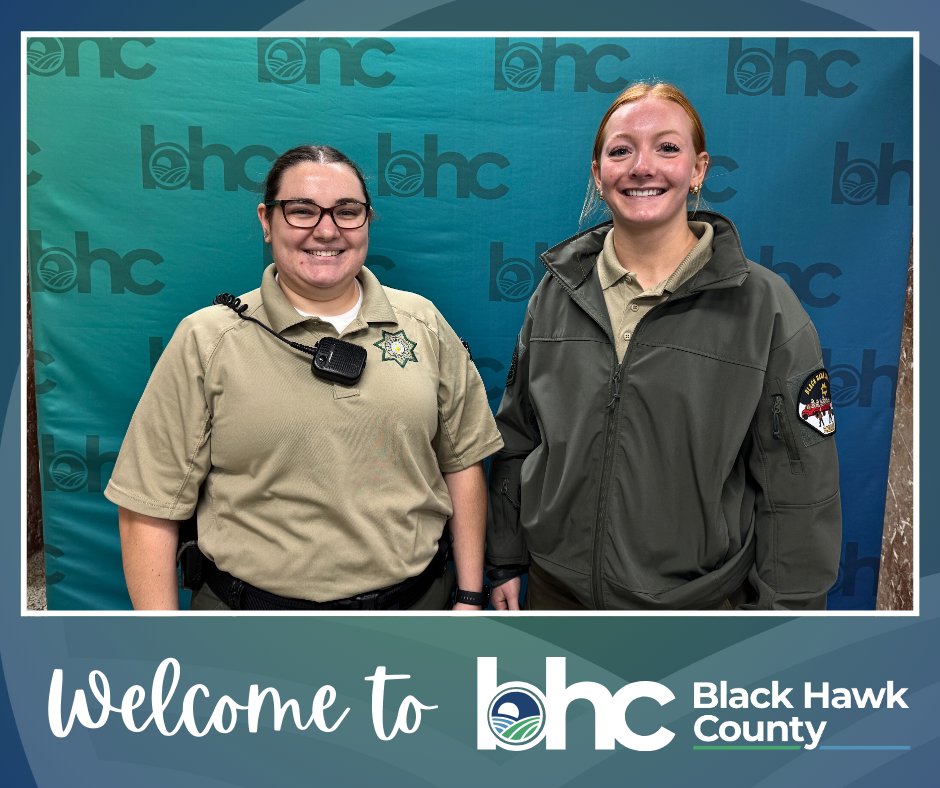 Welcome to Black Hawk County! Two new staff members completed orientation in December and have joined the Black Hawk County Sheriff's team. We are happy to have them on our staff! 

Is public service calling you? Go to: loom.ly/YCZUJb4 to find your next career!