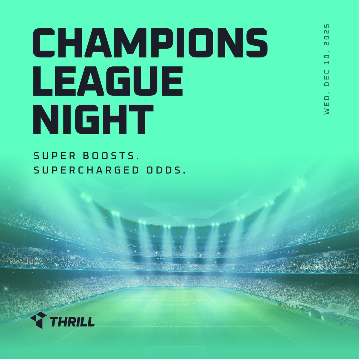 🇪🇺 UCL Lights are on - It’s looking like an "Over" kind of night.
Which match-up is going to have the highest scoreline? 
Drop the match + your Thrill username.

⌛ Entries close at 19:00 UTC