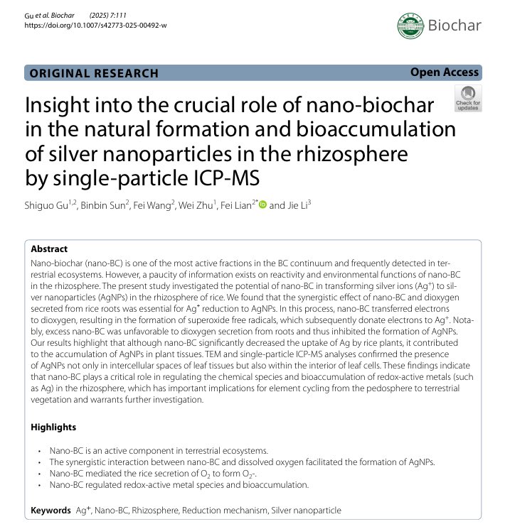 Biochar5's tweet photo. This is a paper from Biochar journal, please read and help publicize it, thank you for your kind attention！
Keywords：Ag+, Nano-BC, Rhizosphere, Reduction mechanism, Silver nanoparticle
https://t.co/OOKImm4mD4 https://t.co/RLYgXSDghc