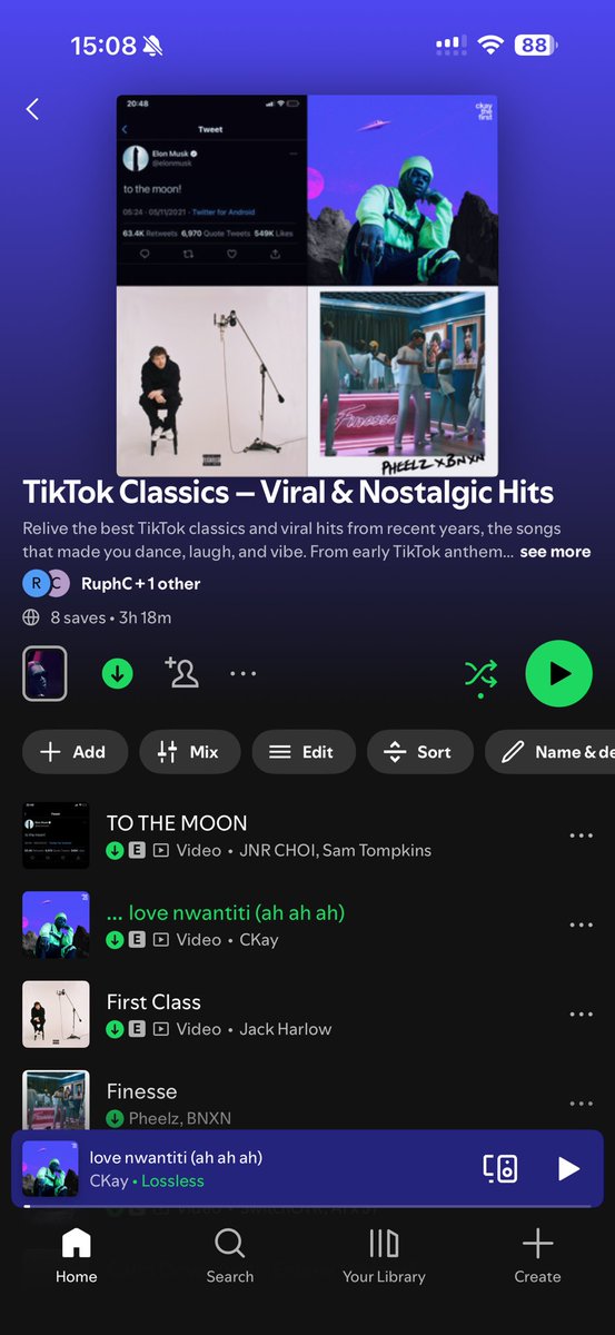<a href="/SpotifyAfrica/">Spotify Africa</a> <a href="/ckay_yo/">𝑩𝒇.</a> Absolute Afrobeats classic 🔥 

We made a playlist of Nostalgic Tiktok songs from recent years 🫶

Save share sing along 🎶👇 

open.spotify.com/playlist/6yZb8…