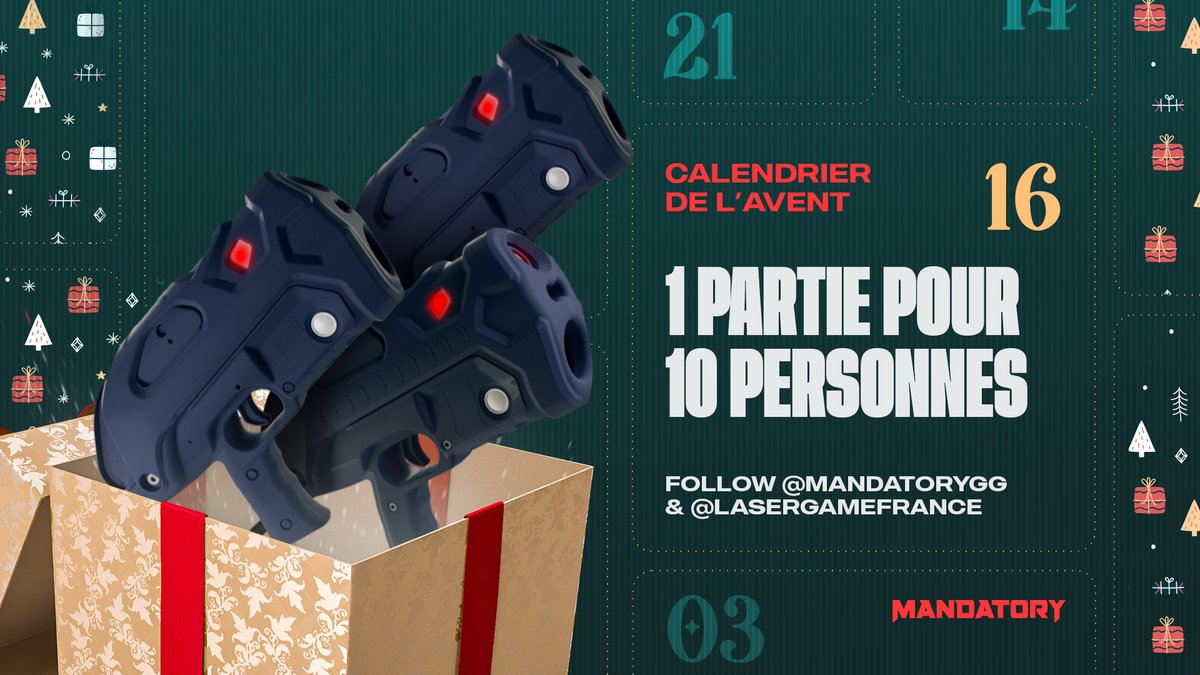 MandatoryGG's tweet image. Prépare-toi à dégainer ton arme grâce à Laser Game ! Tente de remporter une partie pour dix personnes au Laser Game de ton choix 🔫

Pour participer :

👥Follow @MandatoryGG &amp;amp; @LaserGameFrance 
🔁RT

TAS le 23/12
