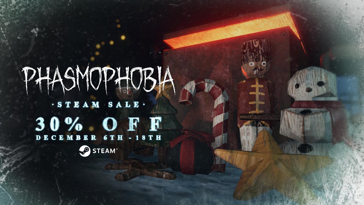 Save 30% on #Phasmophobia until 18th December, 2025 on Steam. 

Join your soon-to-be fellow Ghost Hunters: store.steampowered.com/app/739630/Pha…