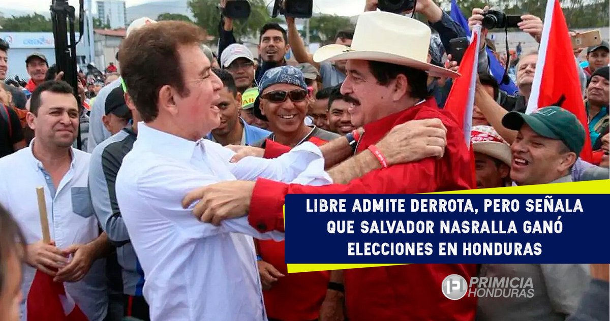 🔴En un giro que rompe con la tensión acumulada de los últimos días, el coordinador de <a href="/PartidoLibre/">Partido Libre</a>, <a href="/manuelzr/">Manuel Zelaya R.</a> ha reconocido derrota y que según el conteo acta por acta ganó fue <a href="/SalvaPresidente/">Salvador Nasralla</a>.
Leer más: 👇
🔗wp.me/pdqz6Z-kMR
primiciahonduras.hn