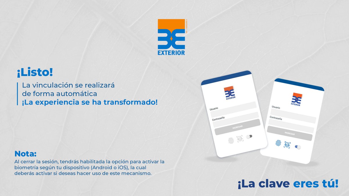bancaynegocios's tweet photo. Con Exterior NEXO pago móvil, pagar es tan fácil como un toque o una mirada.  ¡Actualiza la App y pruébala hoy mismo! https://t.co/A7kJNcg6Ob

#BancoExterior #ExteriorNEXOpagomovil #TanNatural #Huella #Biometria #Venezuela https://t.co/klrdwRubkn