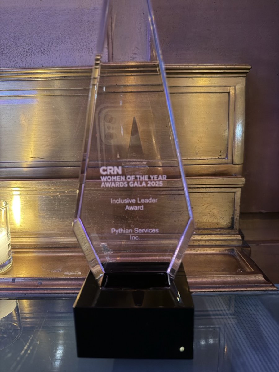 Pythian's tweet image. Big night for #Pythian at the #WOTC Gala! Camila Suvaric won the Inclusive Leader Award for her work building our culture.

We also celebrated our finalists: Brooks Borcherding (#AllyoftheYear), Nouf Alanizi (Rising Star), and Kasia Wakarecy (Hidden Gem). Proud of this team! @CRN