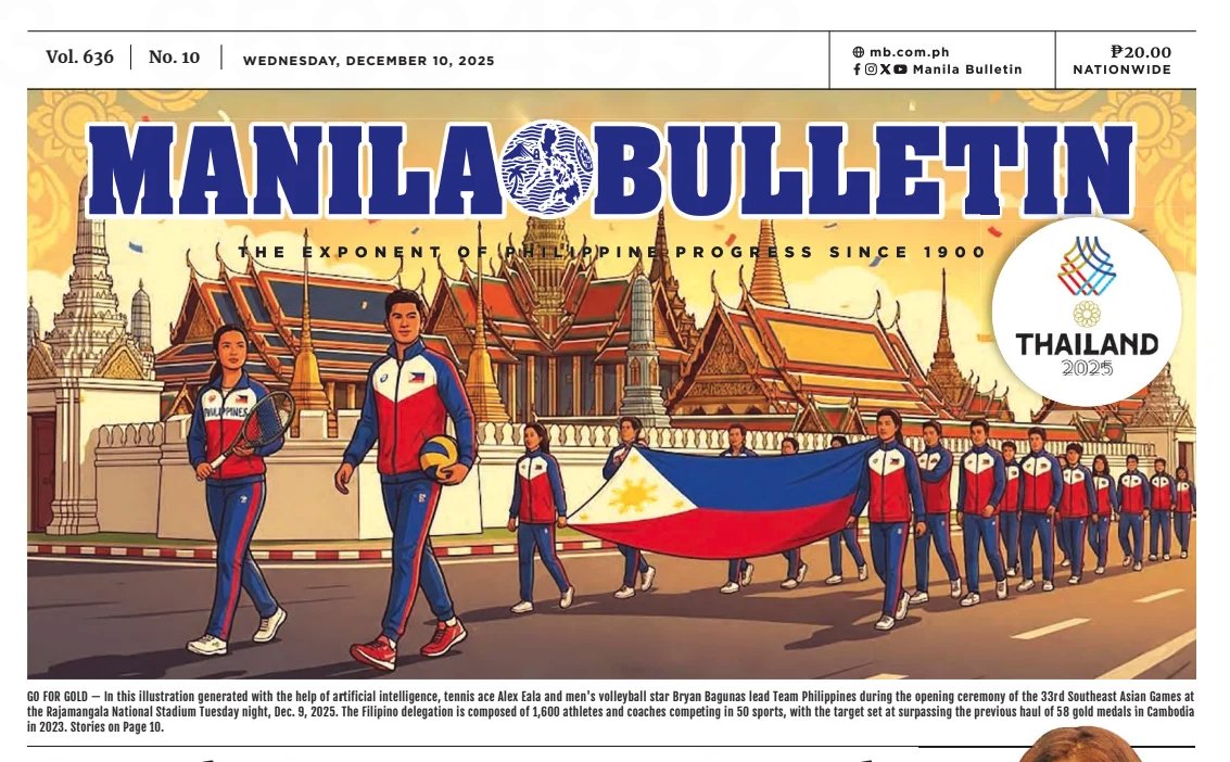 bobreyes's tweet image. The @manilabulletin has become the first Philippine newspaper to feature an AI-generated banner image on its front page.

#ManilaBulletin #BeFullyInformed #AI