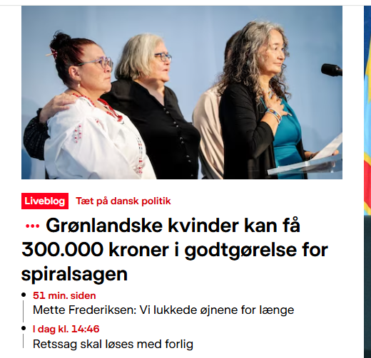 LisaOlsson2's tweet image. Så får grønlandske kvinder hvad de gik efter: penge. Skidt med undskyldninger o.a. bare man kan få raget en erstatning til sig, så gør det pludselig ikke ondt længere. Og #MetteF deler rundhåndet ud, som hun har gjort i alle lignende sager uanset om det intet ændrer. #dkpol