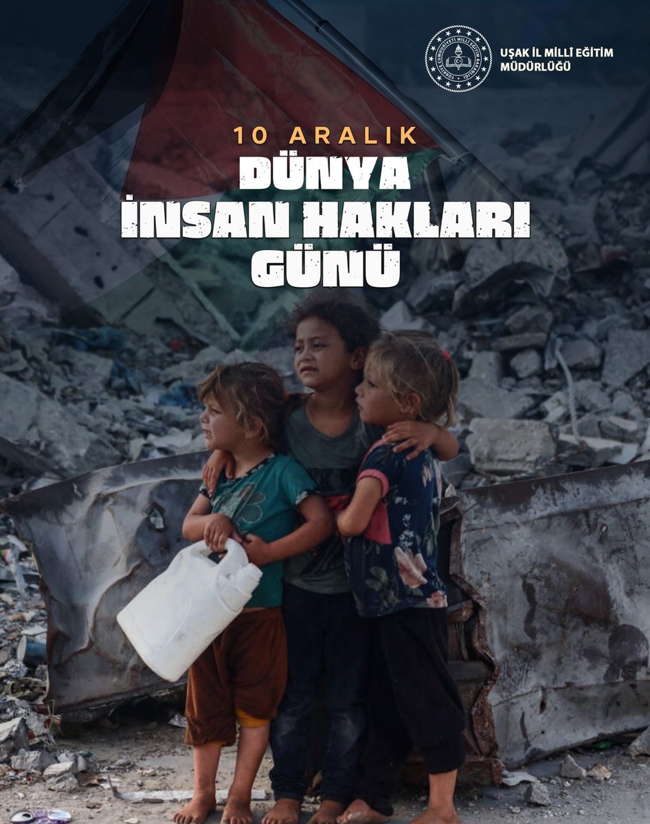 Tüm dünyada mazlumların kan ve gözyaşının dindiği, tüm insanlık için hak ve adaletin yeniden tesis edildiği bir güne başlamak ümidiyle "10 Aralık Dünya İnsan Hakları Günü" kutlu olsun.

<a href="/tcmeb/">Millî Eğitim Bakanlığı</a>
<a href="/Yusuf__Tekin/">Yusuf Tekin</a>
<a href="/halilyucel6060/">Halil YÜCEL</a>