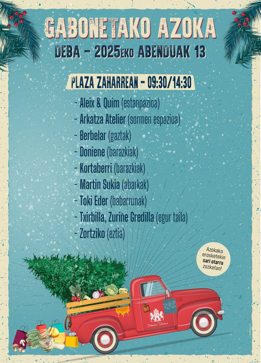 🗣️Gabonetako Azoka ospatuko da Deban larunbatean, abenduak 13.

Albistea👉labur.eus/9zkcpmkn

--

🗣️Deba acoge este sábado, 13 de diciembre, su tradicional Feria de Navidad.

Noticia👉labur.eus/5ggq6vib

#deba #debakoudala