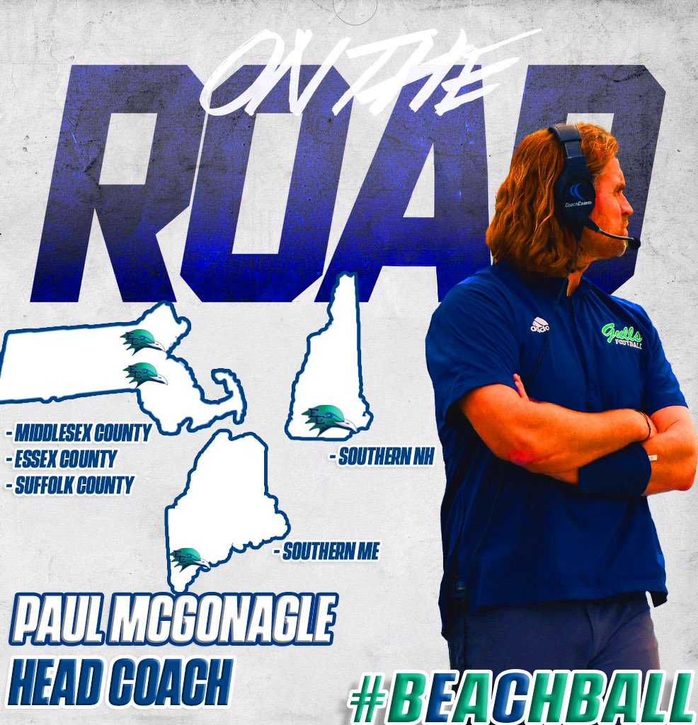 CoachMcGonagle's tweet image. On the Road in #TheBackYard for 
Future Gulls‼️
#BeachBall 🏈🐦🏖️
#ROAD2THENE6T