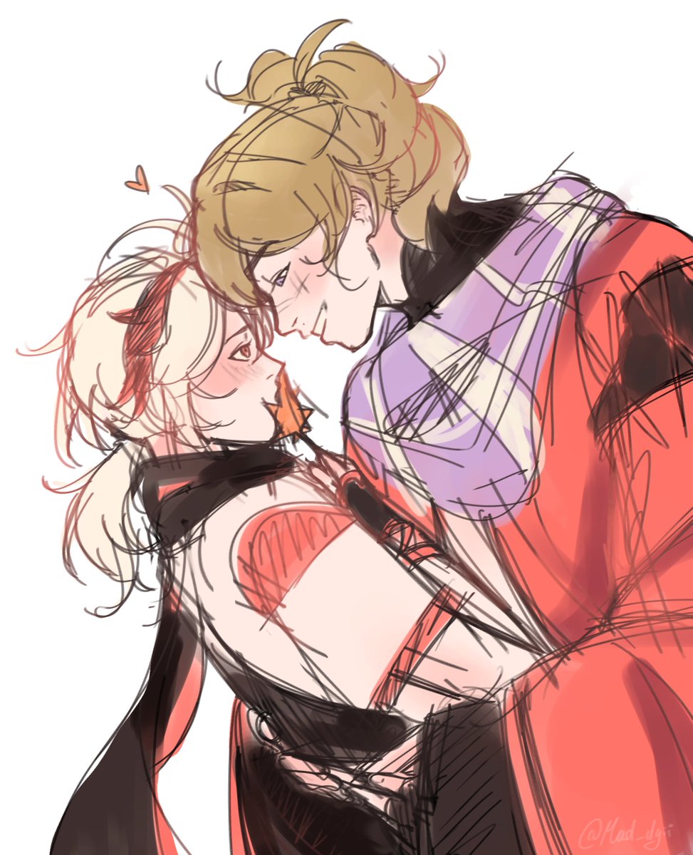 Half an hour sketch cuz i’m so fed up of studying 😔💕 #tomozuha #genshin