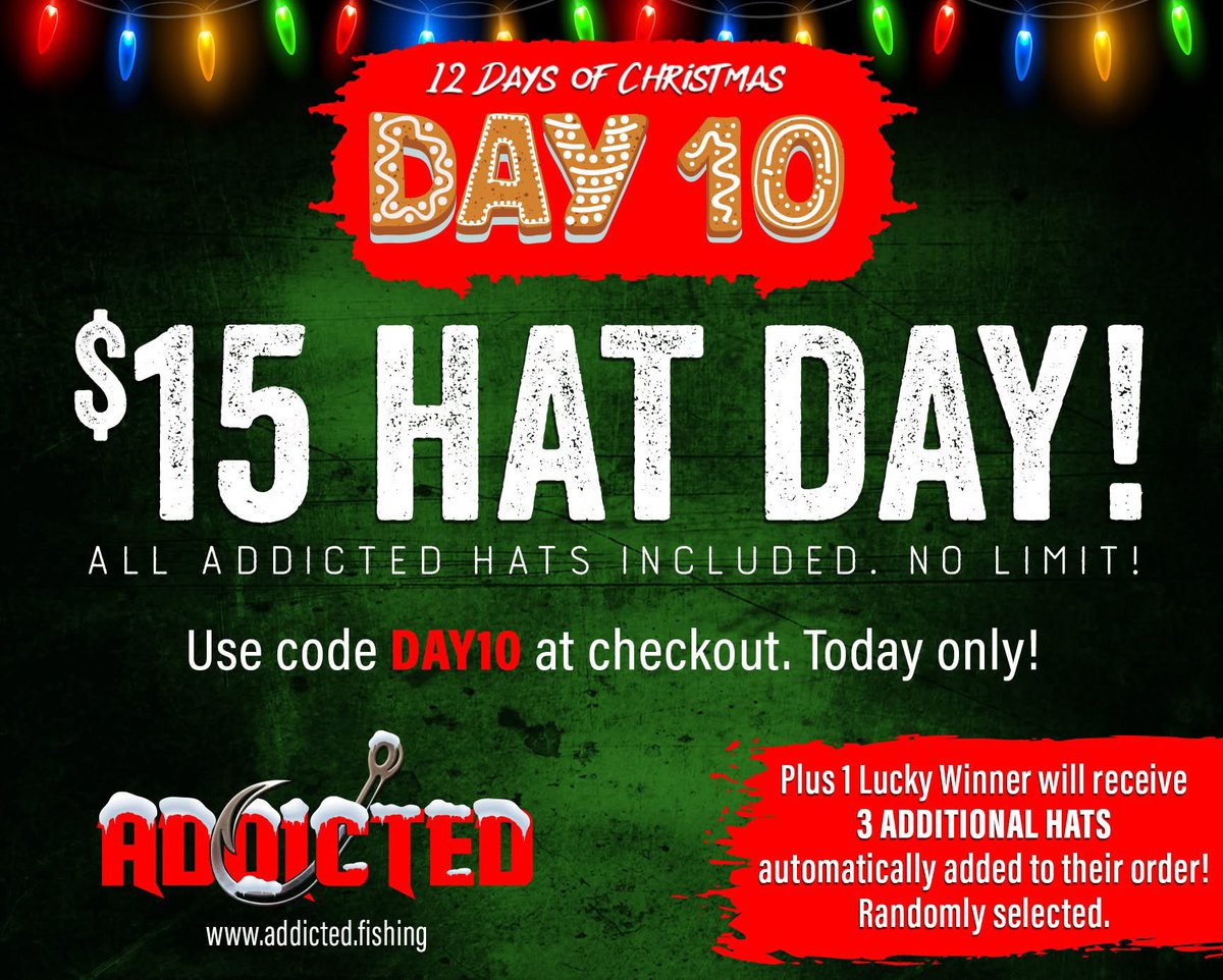 Today only. Best deal we’ve ever had on our hats! 🔥👉 addicted.fishing