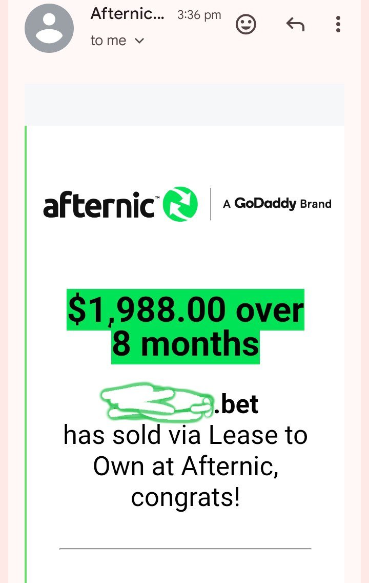 Domain Sold✅
Thanks <a href="/afternic/">Afternic</a> 
2 word domain
Hold Time: 1 year 4 Days
Reg: $7.49

#domainsale #DomainNames #Domain