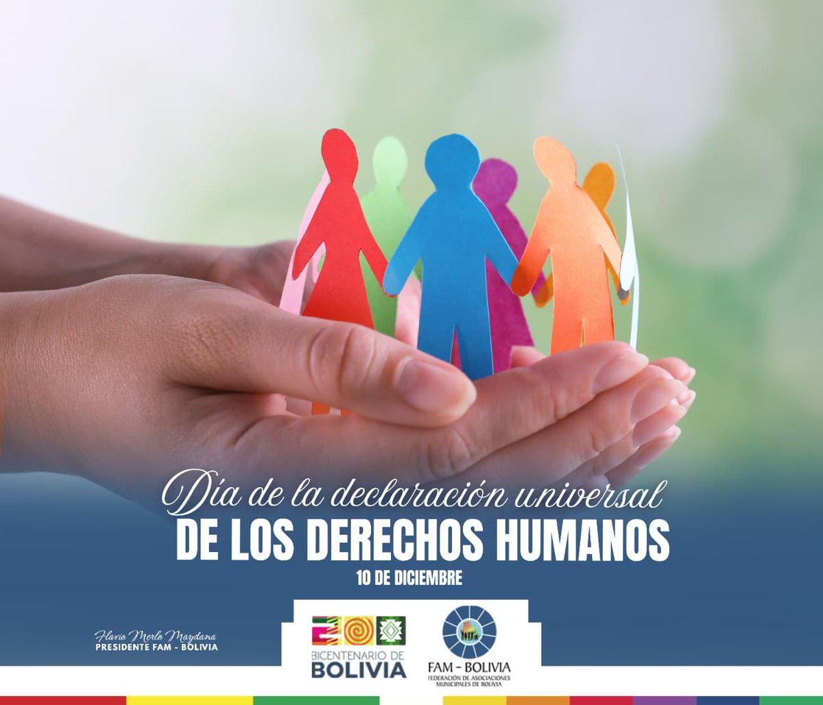 Hoy, 10 de Dic. conmemoramos el Día de la Declaración Universal de los #DerechosHumanos. 🕊️
¡Nuestros municipios, comprometidos con la equidad, justicia y el bienestar de cada boliviano/a!
#FAMBolivia