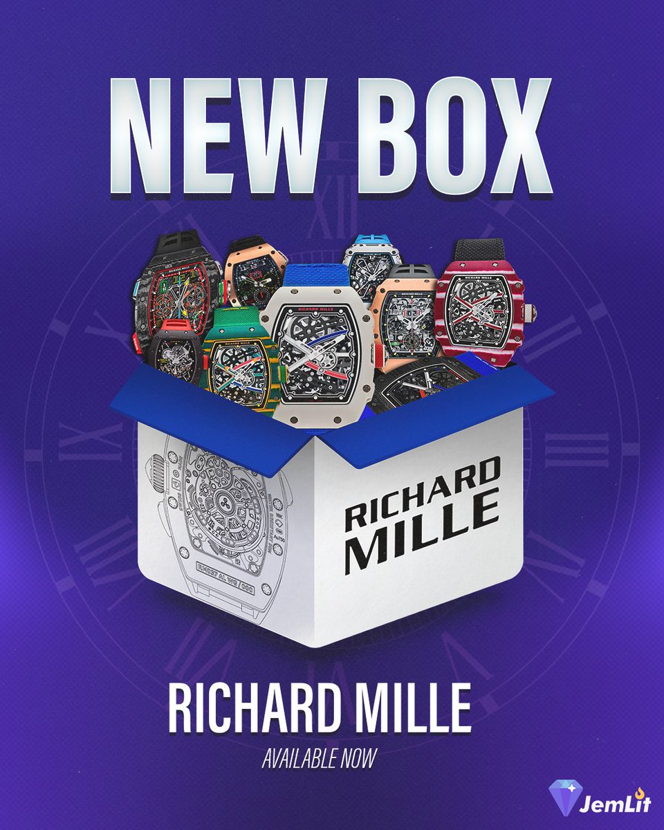 JemlitOfficial's tweet photo. Step up your watch game with an incredible piece from Richard Mille!

Spin to win and you could unbox a Richard Mille watch worth over €500k! 🤩 Good luck!
⌚ https://t.co/kvQrRBOJSL https://t.co/gycA17olUn
