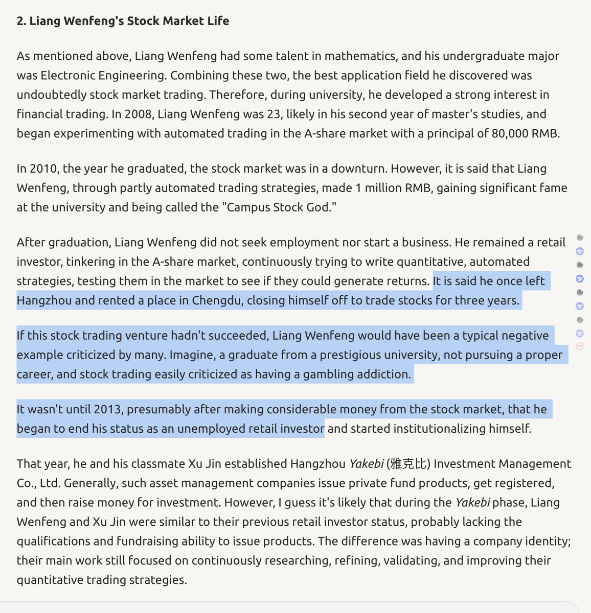 Se Wenfeng fosse menos introvertido, seria uma celebridade com uma influência capaz de inverter a percepção da competiçã