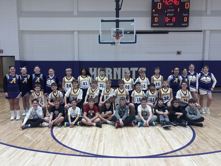 AngolaMiddle's tweet photo. Last night our 6th grade boys basketball team invites 5th graders to practice before the game and join them on sidelines during the game. https://t.co/ES0efB95Hh