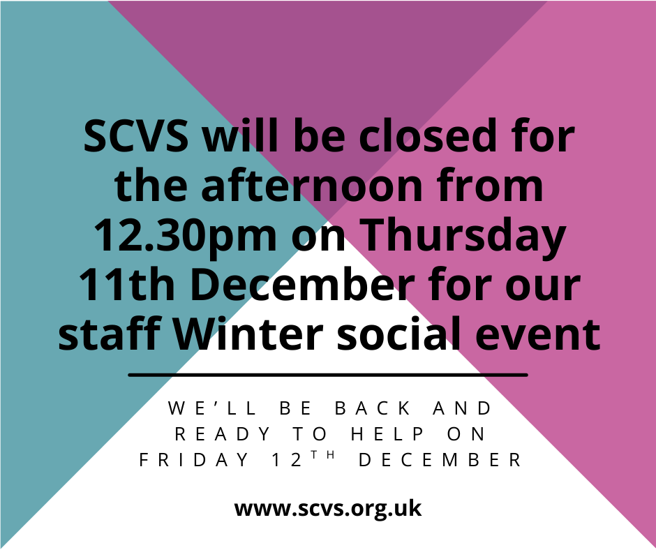 SwanseaCVS's tweet photo. We'll be closed from 12.30pm for the afternoon of Thursday 11th December as our team celebrates at our Winter social event.
We'll reopen and respond to any enquiries at 9am on Friday 12th December 😊 https://t.co/LQ3QTV08RR