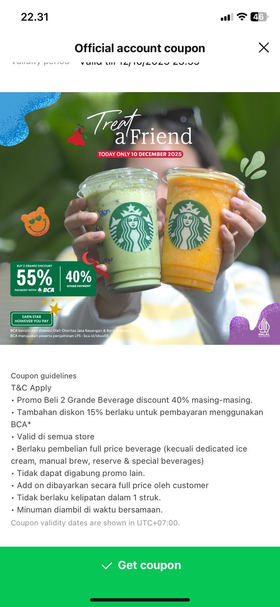 yourextype's tweet photo. nihh gue kasihh hacks ngopi murcee setiap hari rabu pake line coupon, 40 + 15 % https://t.co/2FYLWBiaP0