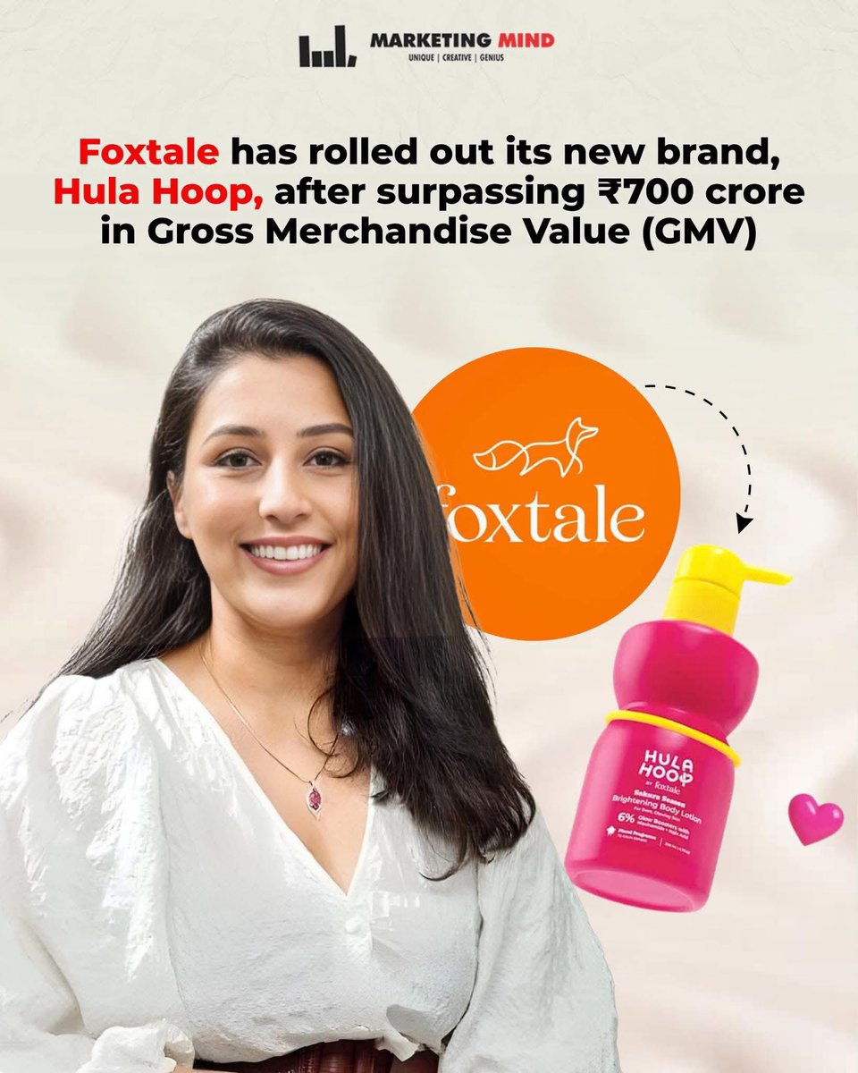 MarketingMind_'s tweet image. Foxtale has launched Hula Hoop, a new science-led bodycare brand. With this launch, the company takes a key step toward becoming a House of Brands, expanding beyond its core skincare portfolio.

#MarketingMind #Foxtale #HulaHoop #WhatsBuzzing