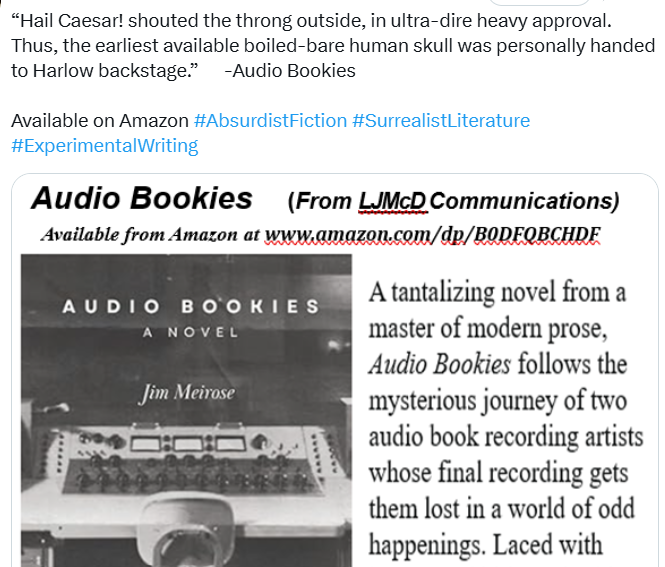 jwmeirose's tweet photo. On Amazon #experimentallit #literaryfiction #fictionwriter https://t.co/GiNxvpx35J