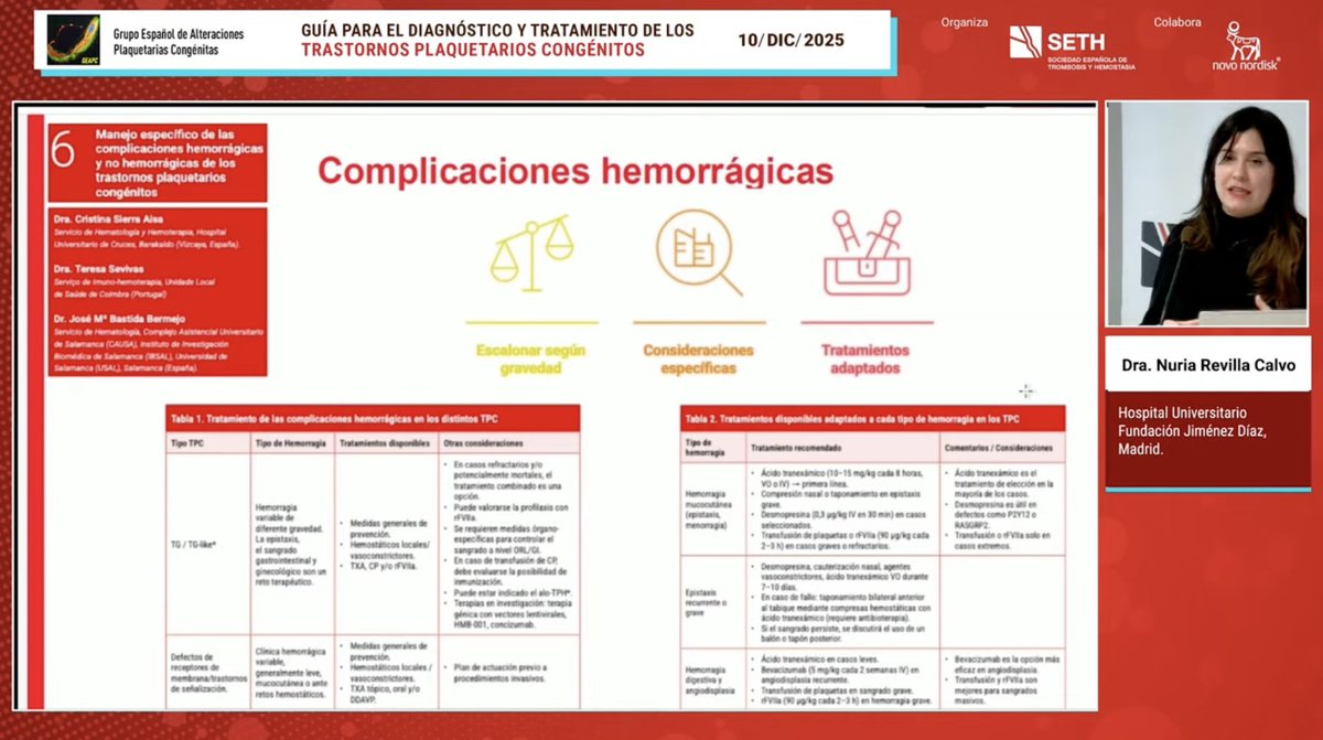 SETH__Oficial's tweet photo. @Malvarezroman @GEAPC1 @JosRiveraPozo2 @crh_MoralesIMIB @IMIB_RMurcia @dgenesmurcia 🗣️Opciones de tratamiento actuales y futuras en Trastornos Plaquetarios Congénitos (#TPC)
👩‍⚕️@RevillaNur, del @Hospital_FJD 

▶️Sigue el directo en el canal de Youtube de la SETH
👉https://t.co/9sG1rXBDXv https://t.co/ubttLbOocs