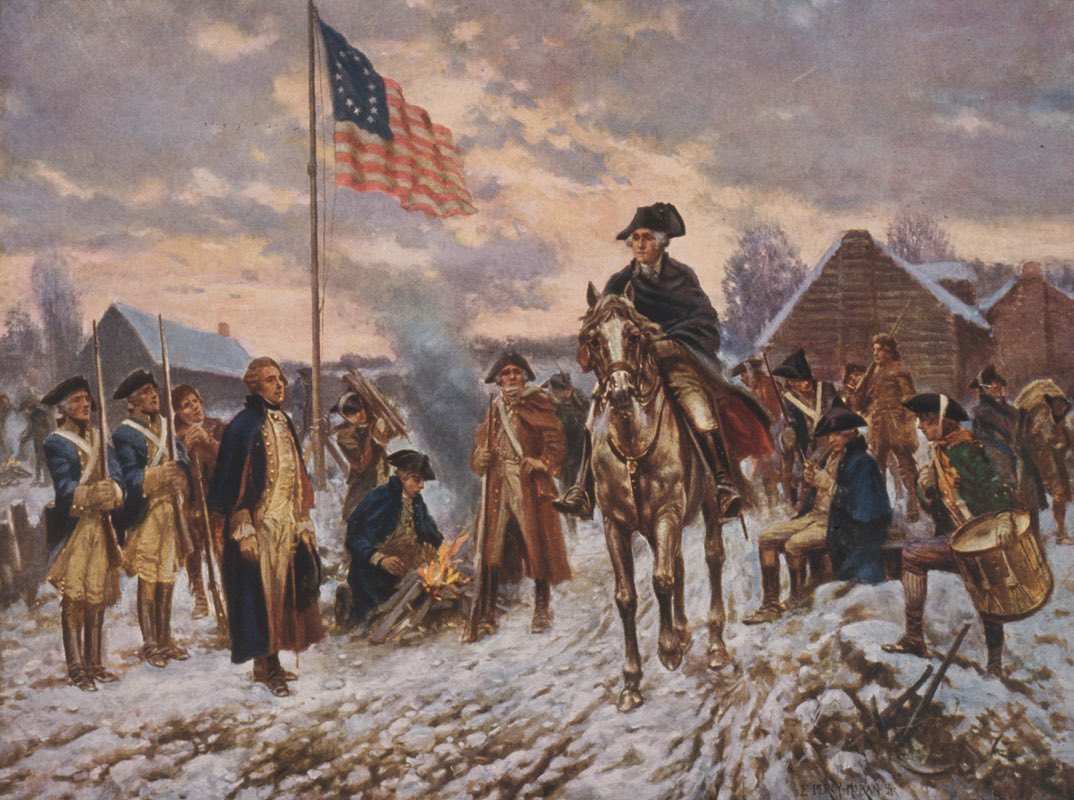 DHSgov's tweet image. “My brave fellows, you have done all I asked you to do, and more than can be reasonably expected; but your country is at stake, your wives, your houses and all that you hold dear.&quot; - George Washington, December, 1776

‘Washington at Valley Forge’ — Edward Percy Moran (1911)