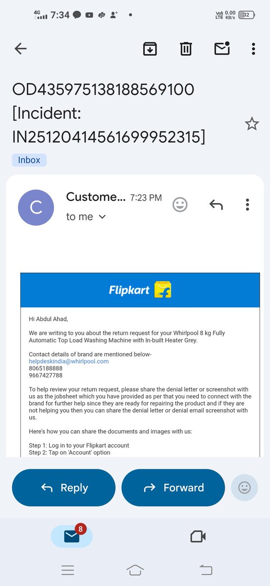 musarrat_ahad's tweet photo. Why can't they directly contact the brand? Escalation claims seem like false promises #Flipkart #CustomerServiceIssue #RefundConcerns

Tried replying to their email, got 'email ID no longer in use' error. Hope they address these issues to improve customer experience.

PFA https://t.co/KDHS85c249