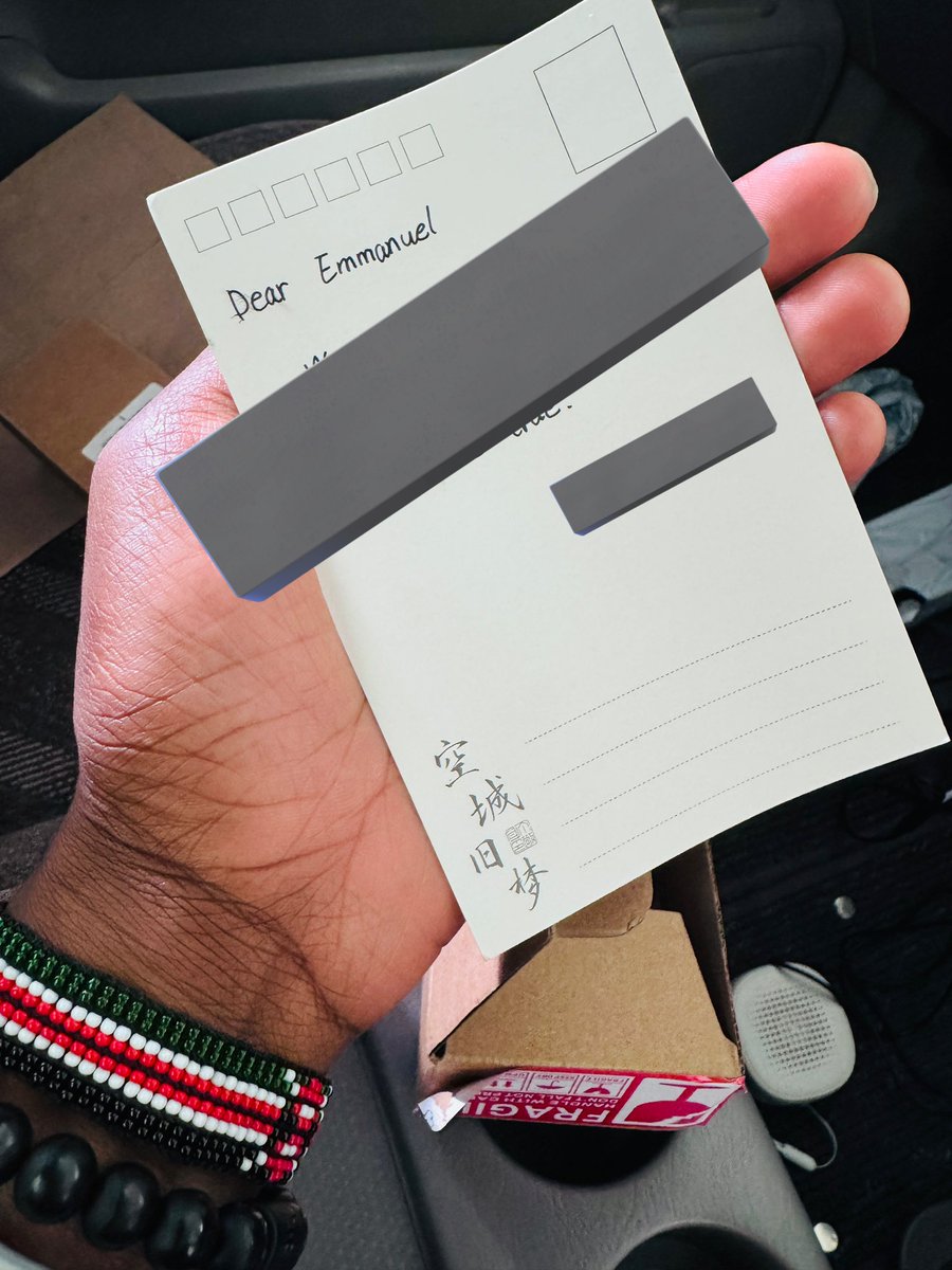 She put a card in my package…i hope china hakuna milango za chuma!