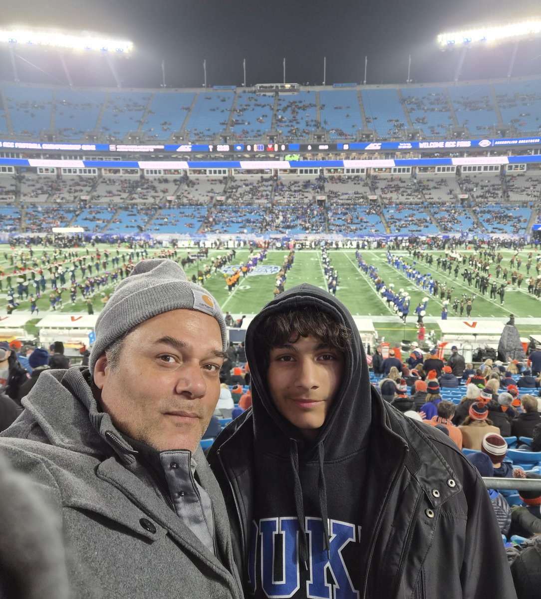 CaBrown33's tweet photo. Drove down to Charlotte with my Dad for the Duke v UVA ACC Championship Game!  Hung out at the Duke former football player pre-game party and met a bunch of my Dad's teammates! Awesome game, OT win for Duke! Be like Duke LB @lukemergott! @DUFBRecruit https://t.co/JPwxlL8lf4