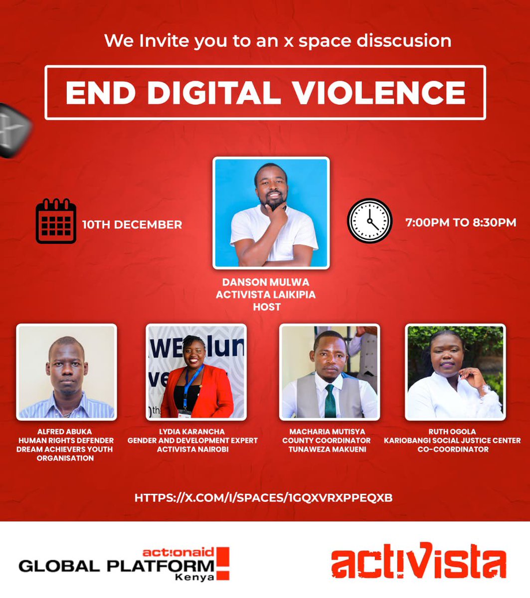 Digital safety starts with awareness. Learn to recognize red flags, secure your accounts, and understand your privacy settings. Knowledge is protection.
#BreakDigitalSilence
ActNow and EndVAWG @EcoVistaKe <a href="/Activista_031/">Activista Laikipia</a> <a href="/GP_Kenya/">Global Platform Kenya</a> <a href="/ActionAid_Kenya/">ActionAid Kenya</a> <a href="/NGECKenya/">The National Gender and Equality Commission (NGEC)</a> @Gender_Ke