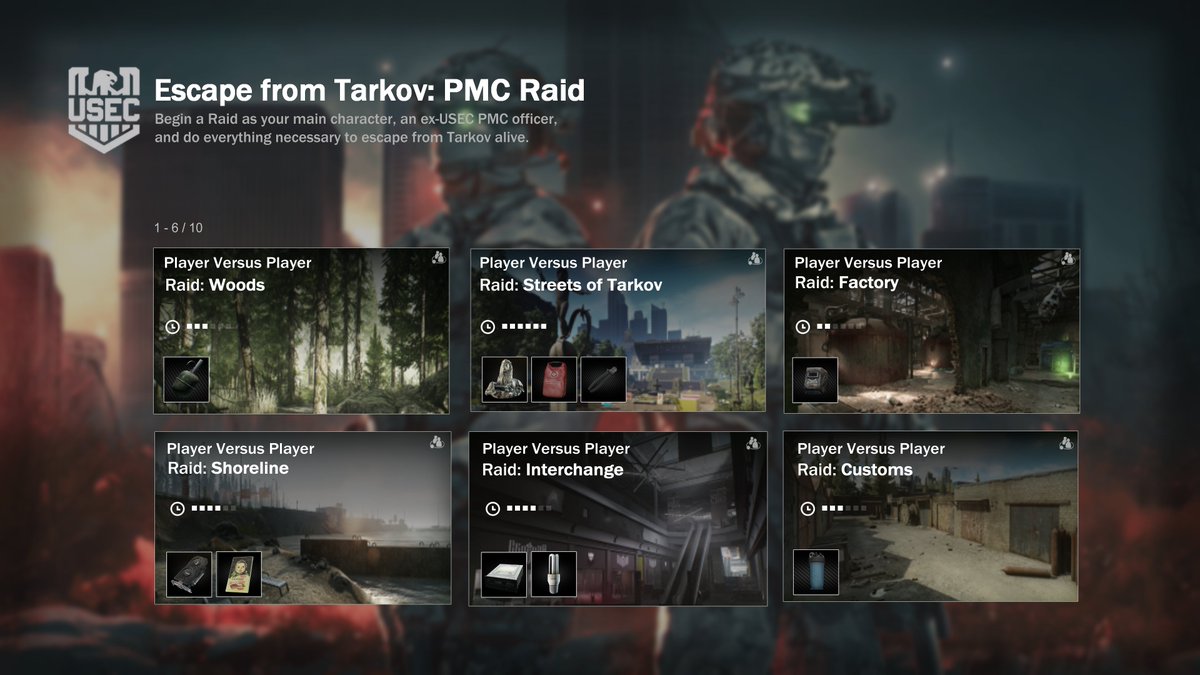 Been enjoying some Escape from Tarkov lately. The map is cool, but I've also found it pretty confusing at times to understand which map is which and which loot I might find- so I created this concept for a replacement menu. What do you guys think? 🔥 <a href="/tarkov/">Escape from Tarkov</a> <a href="/bstategames/">Battlestate Games</a>