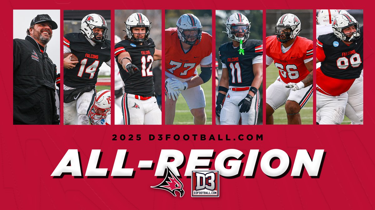 UWRFFalcons's tweet image. 🏈 @UWRFFootball headlines the D3football.com All-Region 6 team!

Kaleb Blaha is the Region 6 Offensive POY, Gage Timm is the Defensive POY, and Matt Walker earns Region 6 Coach of the Year, along with six Falcons earning All-Region Honors.

🗞️ » bit.ly/4iSpBrV
