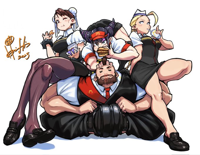 #今年一番伸びた絵ではないが個人的に気に入っている絵を貼る
描きたいこと全部盛りの格ゲーハロウィン絵🎃🍔☺️ 