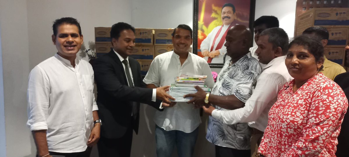 The donation of necessary school supplies to be distributed to children under the "Adaraya" initiative, aimed at restoring the educational activities of our beloved children affected by the adverse weather conditions prevailed in the country, took place today at the