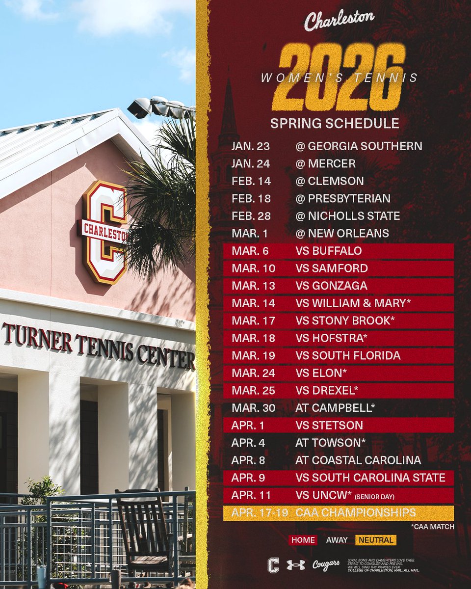 𝙈𝙖𝙧𝙠 𝙮𝙤𝙪𝙧 𝙘𝙖𝙡𝙚𝙣𝙙𝙖𝙧𝙨 🗓️ Our 2026 Spring Schedule is here!

📝| tinyurl.com/4rsku5dt

#TheCollege 🌴🎾